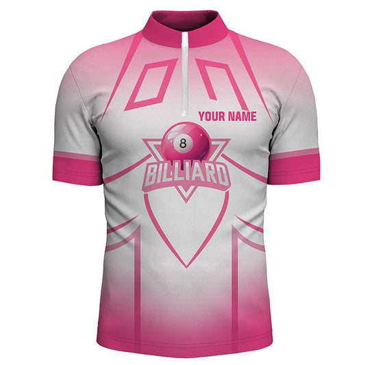 Billiard Polo Shirts, Personalized Pink 8 Ball Billiard Heart 3D Polo Shirts, Billiards Valentine Gifts, Billiards Team Shirts