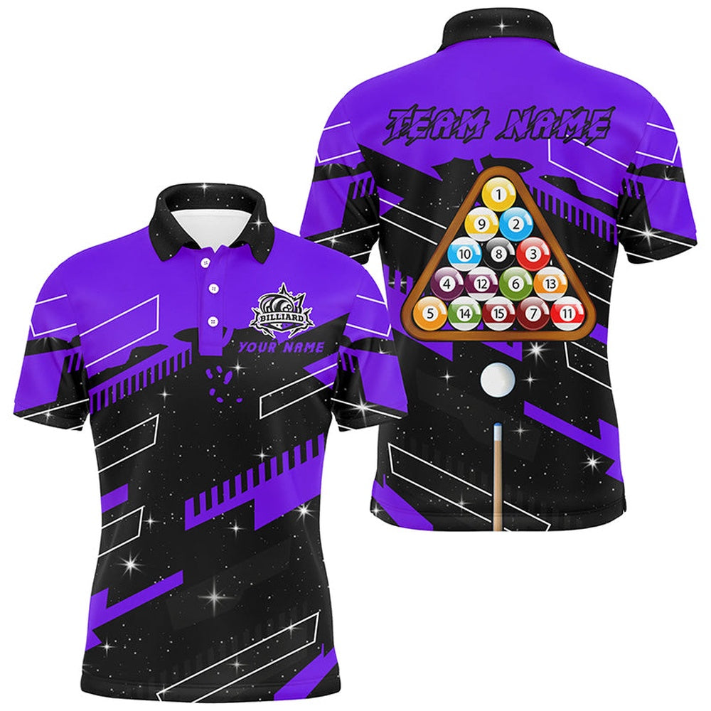 Billiard Polo Shirts, Personalized Purple 8 Ball Pool Jerseys Billiard Shirts Custom 8 Ball Billiard Team Shirts, Billiards Team Shirts