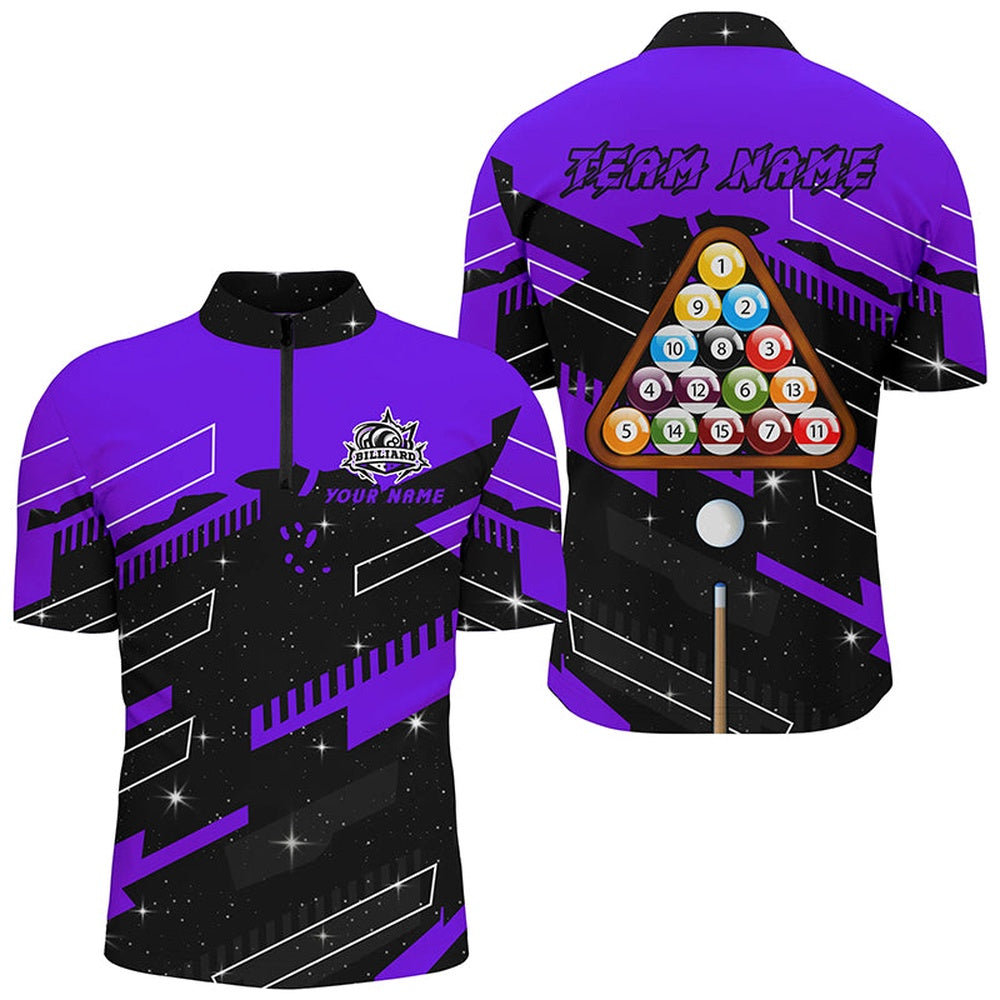 Billiard Polo Shirts, Personalized Purple 8 Ball Pool Jerseys Billiard Shirts Custom 8 Ball Billiard Team Shirts, Billiards Team Shirts