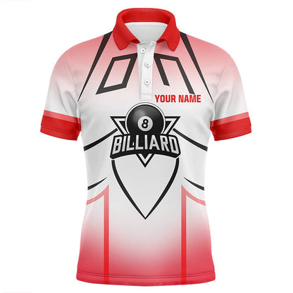 Billiard Polo Shirts, Personalized Red 8 Ball Billiard Heart 3D Polo Shirts, Custom Billiards Valentine Gifts, Billiards Team Shirts