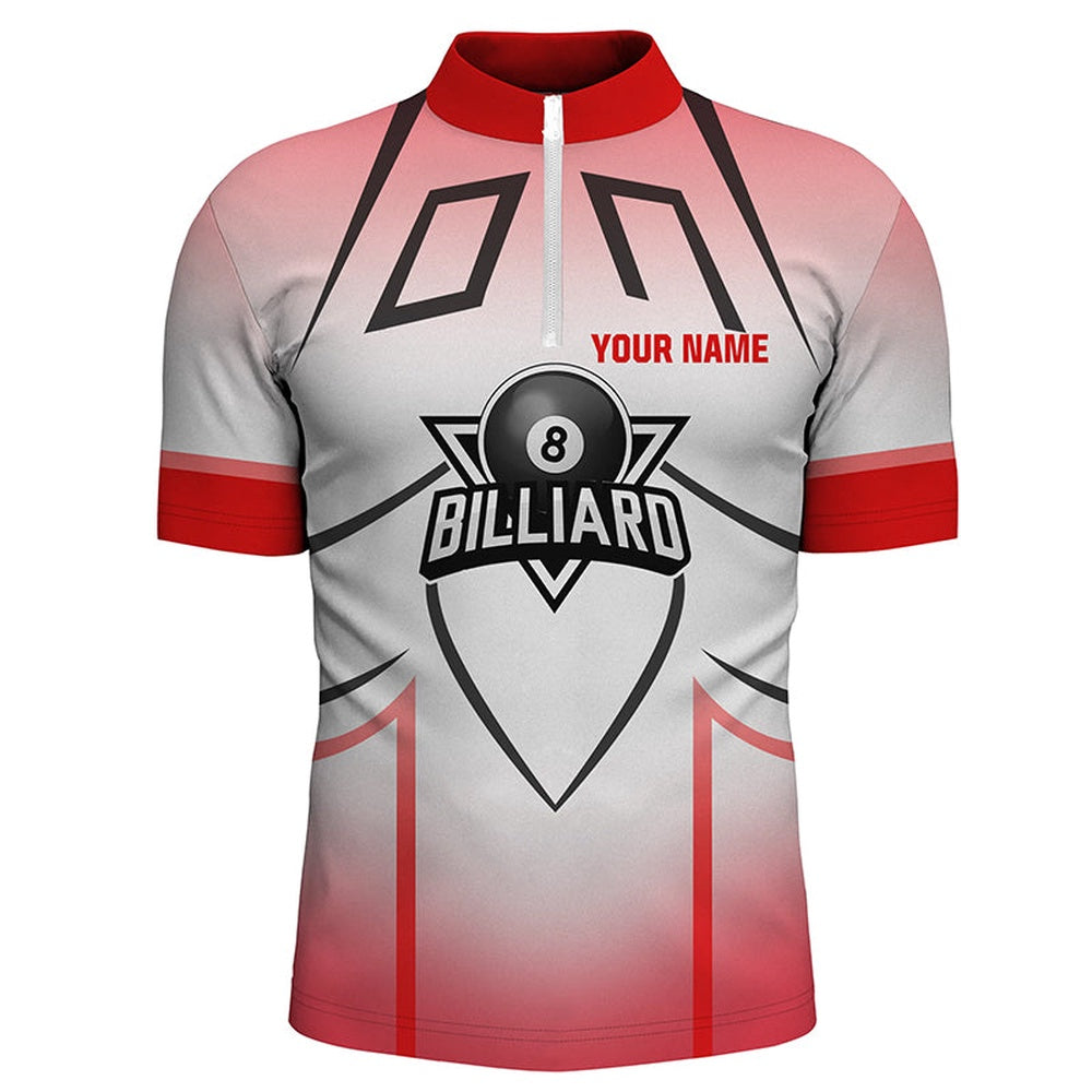 Billiard Polo Shirts, Personalized Red 8 Ball Billiard Heart 3D Polo Shirts, Custom Billiards Valentine Gifts, Billiards Team Shirts