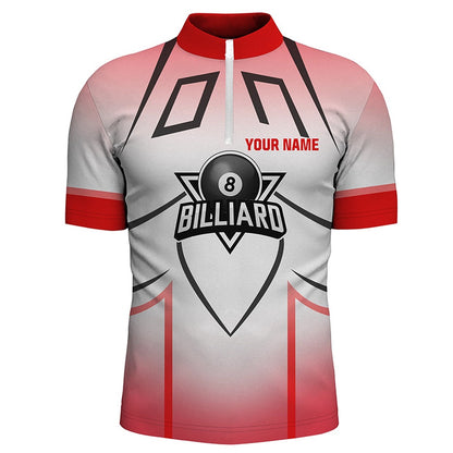 Billiard Polo Shirts, Personalized Red 8 Ball Billiard Heart 3D Polo Shirts, Custom Billiards Valentine Gifts, Billiards Team Shirts