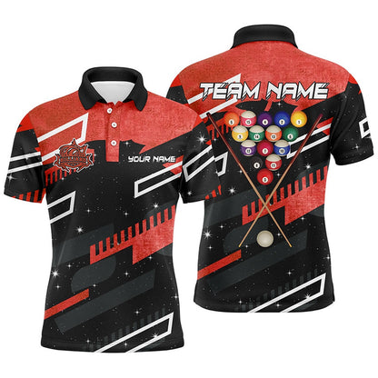 Billiard Polo Shirts, Personalized Red 8 Ball Galaxy Billiards Polo Shirts Custom 3D Billiard Jerseys Shirts, Billiards Team Shirts