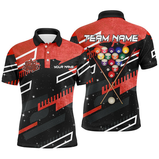 Billiard Polo Shirts, Personalized Red 8 Ball Galaxy Billiards Polo Shirts Custom 3D Billiard Jerseys Shirts, Billiards Team Shirts