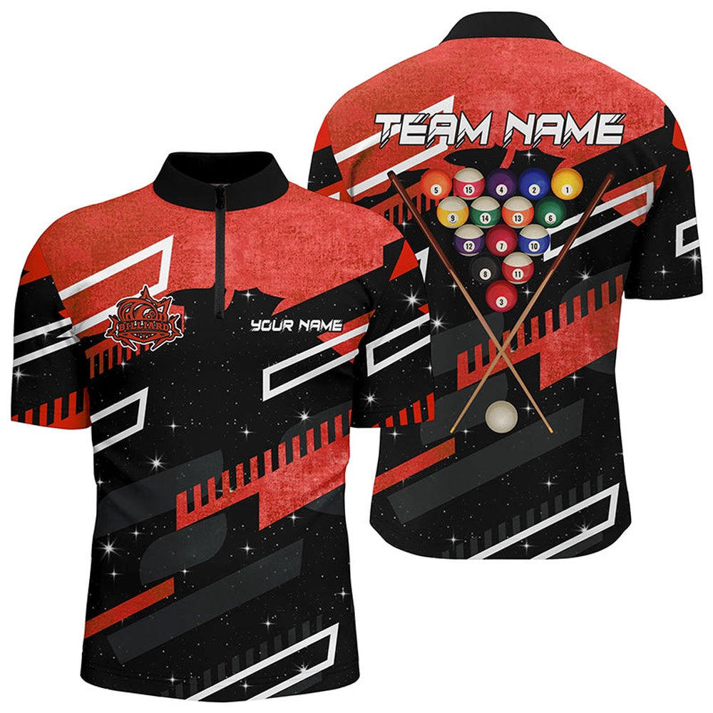 Billiard Polo Shirts, Personalized Red 8 Ball Galaxy Billiards Polo Shirts Custom 3D Billiard Jerseys Shirts, Billiards Team Shirts