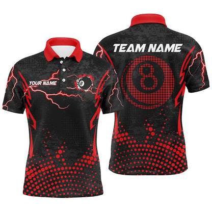 Billiard Polo Shirts, Personalized Red 8 Ball Point 3D Billiard Polo Shirts Best Custom Billiards Apparel Clothing, Billiards Team Shirts