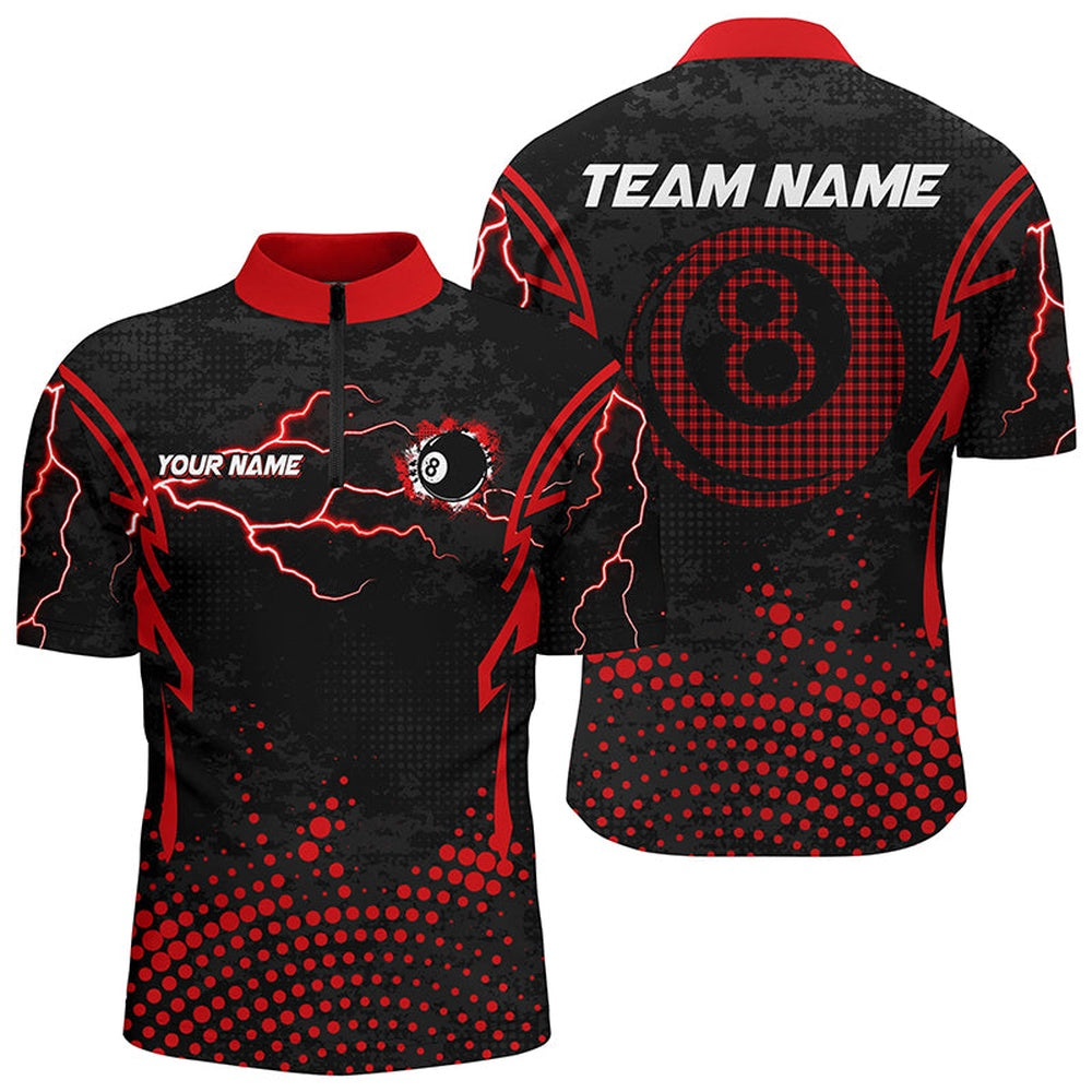 Billiard Polo Shirts, Personalized Red 8 Ball Point 3D Billiard Polo Shirts Best Custom Billiards Apparel Clothing, Billiards Team Shirts