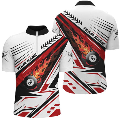 Billiard Polo Shirts, Personalized Red Flaming 8 Ball Billiard Polo Shirts Custom Billiard Pool Team Jerseys Shirts, Billiards Team Shirts