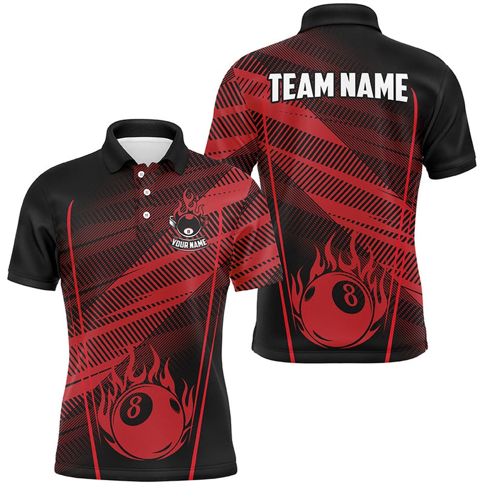 Billiard Polo Shirts, Personalized Red Jerseys 8 Ball Billiard Shirts Custom Billiard 8 Ball Pool Team Shirts, Billiards Team Shirts