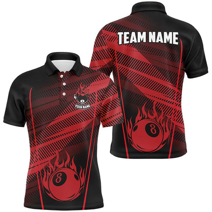Billiard Polo Shirts, Personalized Red Jerseys 8 Ball Billiard Shirts Custom Billiard 8 Ball Pool Team Shirts, Billiards Team Shirts