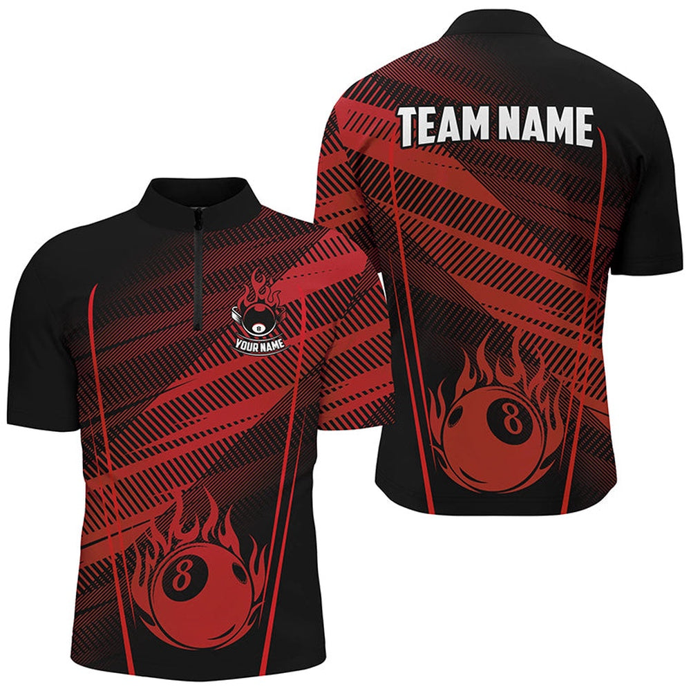 Billiard Polo Shirts, Personalized Red Jerseys 8 Ball Billiard Shirts Custom Billiard 8 Ball Pool Team Shirts, Billiards Team Shirts