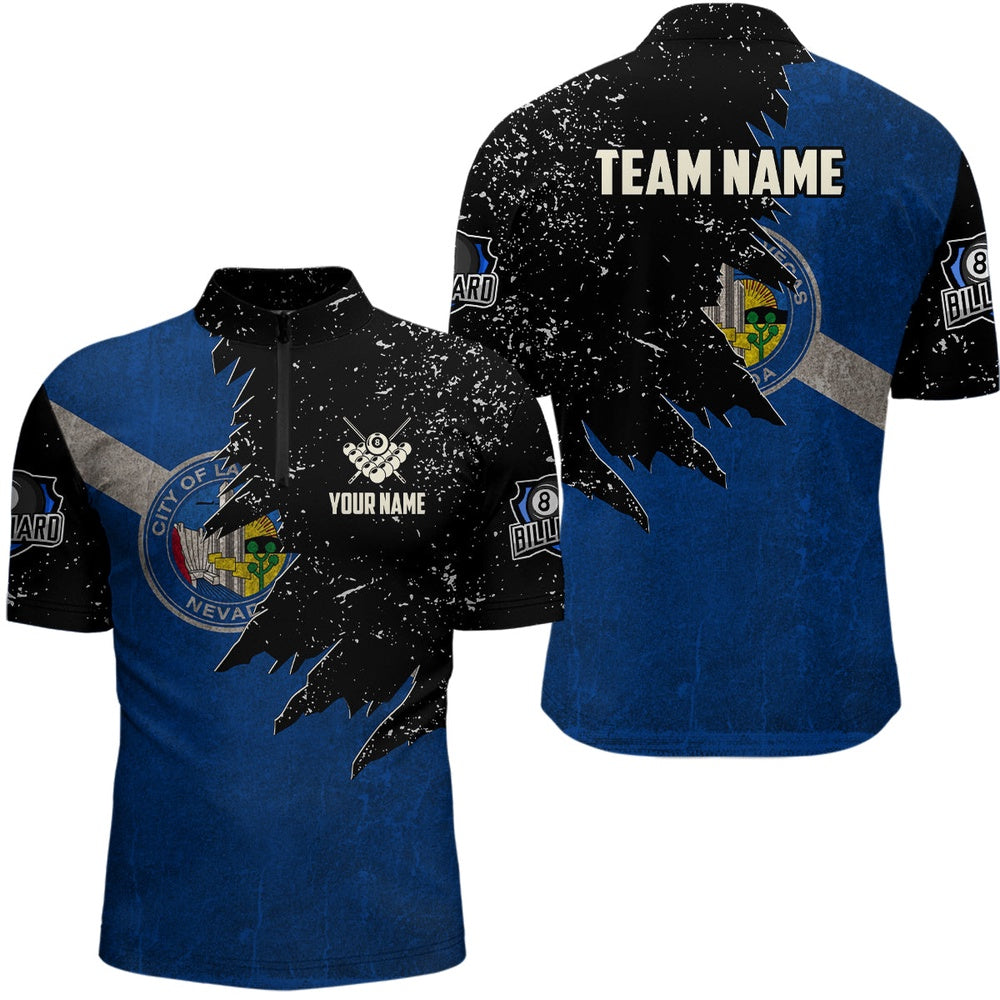 Billiard Polo Shirts, Personalized Retro Las Vegas Flag Billiard Pool Shirts Custom Patriotic Billiard Jersey Uniform, Billiards Team Shirts