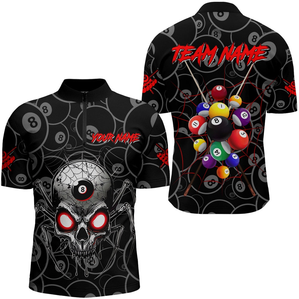 Billiard Polo Shirts, Personalized Skull Spider Billiard Balls Polo & Polo Shirts Custom Billiard Team Jerseys, Billiards Team Shirts