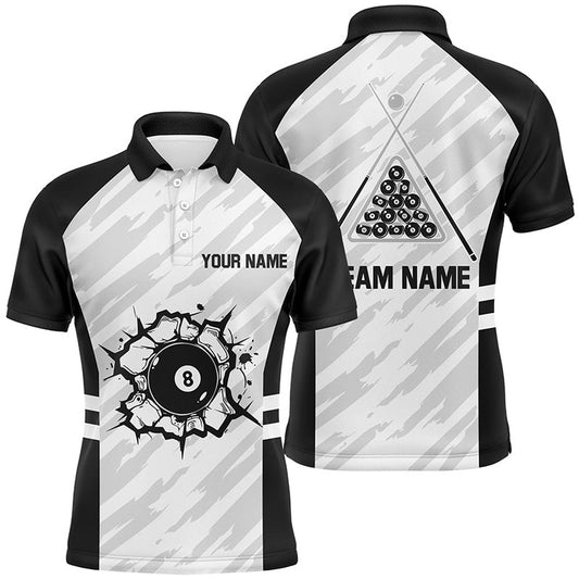 Billiard Polo Shirts, Personalized Sport Billiard 8 Ball 3D Polo Shirts, Custom Billiard 8 Ball Pool Team Jerseys, Billiards Team Shirts