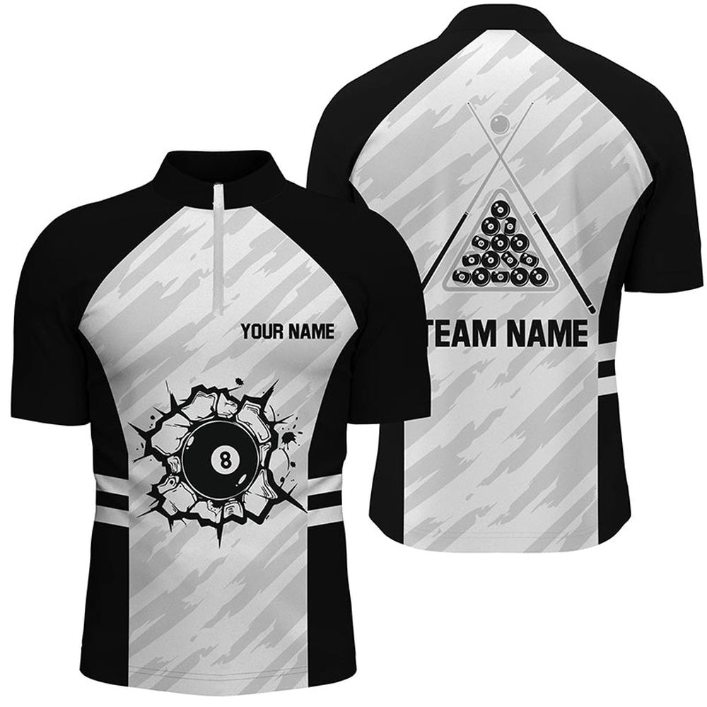 Billiard Polo Shirts, Personalized Sport Billiard 8 Ball 3D Polo Shirts, Custom Billiard 8 Ball Pool Team Jerseys, Billiards Team Shirts