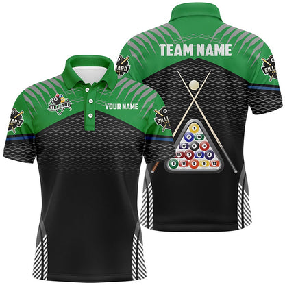 Billiard Polo Shirts, Personalized Sport Green 8 Ball Billiard 3D Polo Shirts, Custom Pool Billiard Balls Jerseys, Billiards Team Shirts