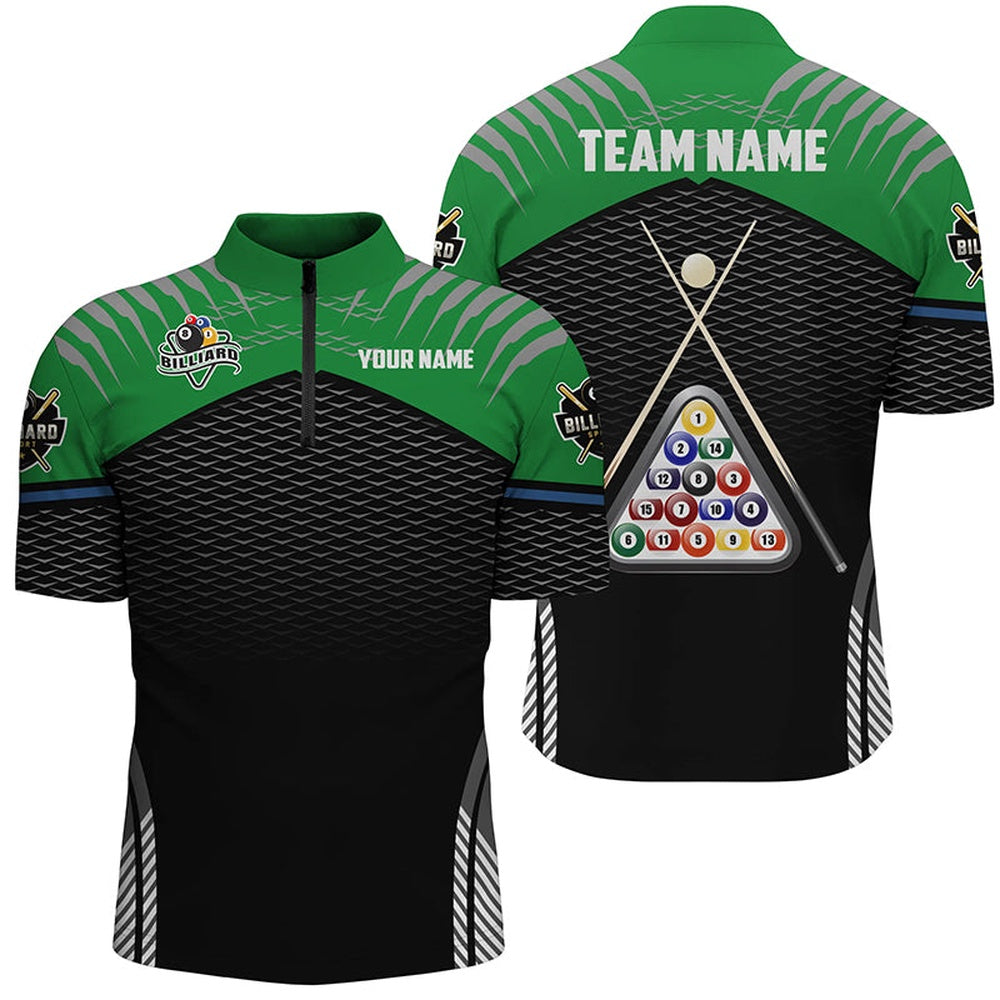 Billiard Polo Shirts, Personalized Sport Green 8 Ball Billiard 3D Polo Shirts, Custom Pool Billiard Balls Jerseys, Billiards Team Shirts