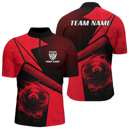 Billiard Polo Shirts, Personalized Sport Red 8 Ball Billiard 3D Polo Shirts, Custom 8 Ball Pool Team Jerseys, Billiards Team Shirts