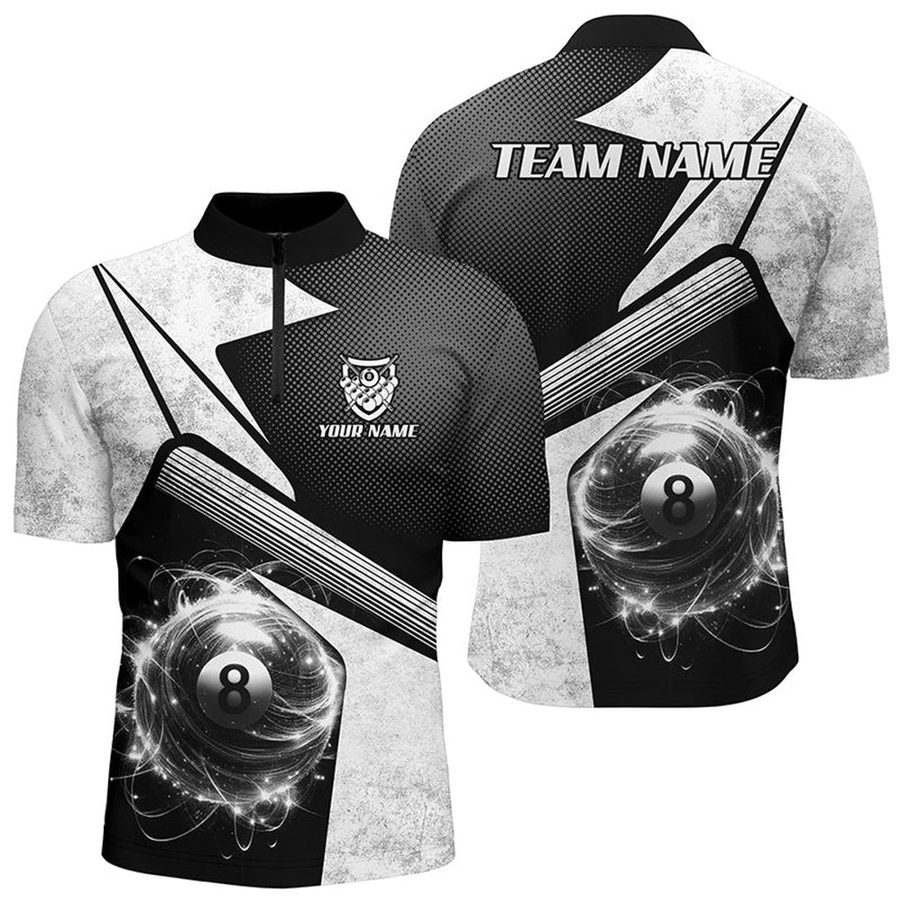 Billiard Polo Shirts, Personalized Sport White 8 Ball Billiard 3D Polo Shirts, Custom 8 Ball Pool Team Jerseys, Billiards Team Shirts