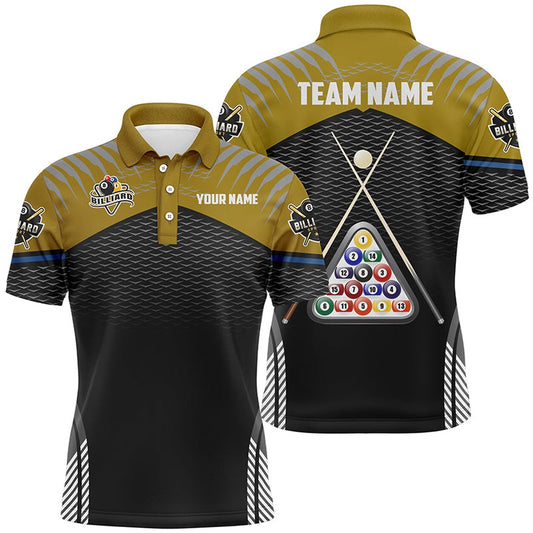 Billiard Polo Shirts, Personalized Sport Yellow 8 Ball Billiard 3D Polo Shirts, Custom Billiard Balls Jerseys, Billiards Team Shirts