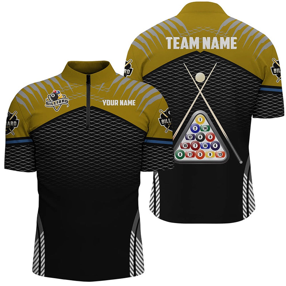 Billiard Polo Shirts, Personalized Sport Yellow 8 Ball Billiard 3D Polo Shirts, Custom Billiard Balls Jerseys, Billiards Team Shirts