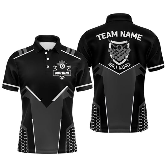Billiard Polo Shirts, Personalized Style Black White 8 Ball Billiard 3D Polo Shirts, 8 Ball Pool Team Jerseys, Billiards Team Shirts