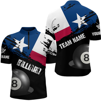 Billiard Polo Shirts, Personalized Texas Flag Billiard Games Polo Shirts, Patriotic Billiard Texas Sports Shirts, Billiards Team Shirts