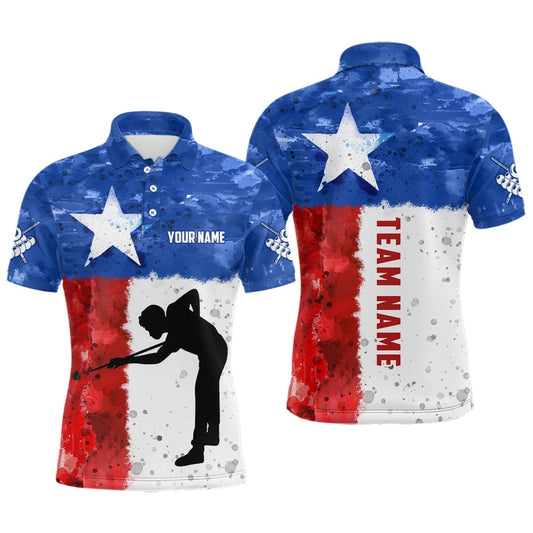 Billiard Polo Shirts, Personalized Texas Flag Billiard Shirts Player Custom Patriotic Texas Billiard Jerseys, Billiards Team Shirts