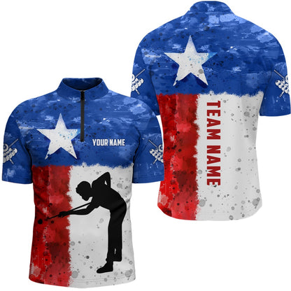 Billiard Polo Shirts, Personalized Texas Flag Billiard Shirts Player Custom Patriotic Texas Billiard Jerseys, Billiards Team Shirts