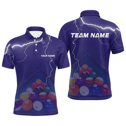 Billiard Polo Shirts, Personalized Thunder Purple Billiards Shirts Billiards Team Shirts Custom Billiard Jerseys, Billiards Team Shirts