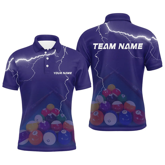 Billiard Polo Shirts, Personalized Thunder Purple Billiards Shirts Billiards Team Shirts Custom Billiard Jerseys, Billiards Team Shirts