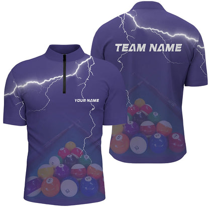 Billiard Polo Shirts, Personalized Thunder Purple Billiards Shirts Billiards Team Shirts Custom Billiard Jerseys, Billiards Team Shirts