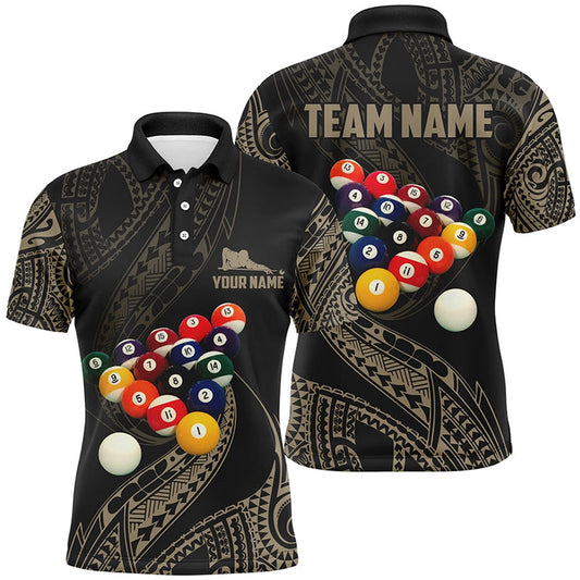 Billiard Polo Shirts, Personalized Tribal Pattern Billiard Polo Shirts, Custom Player Billiards Pool Jerseys, Billiards Team Shirts