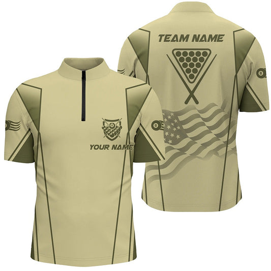 Billiard Polo Shirts, Personalized US Flag 8 Ball Pool 3D Polo Shirts, Green Billiard Balls Team Jerseys, Billiards Team Shirts