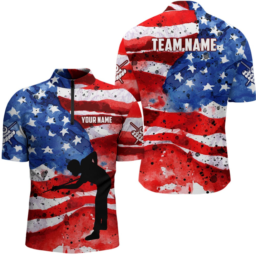 Billiard Polo Shirts, Personalized Usa Flag Billiard Player Polo Shirts, Patriotic American Flag Billiard Shirts, Billiards Team Shirts