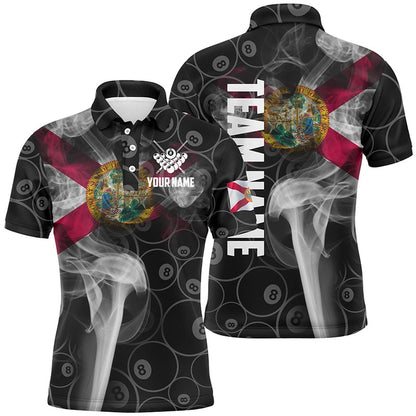 Billiard Polo Shirts, Personalized Vintage Smoke Florida Flag Billiard Polo Shirts, 8 Ball Pool Team Jerseys, Billiards Team Shirts