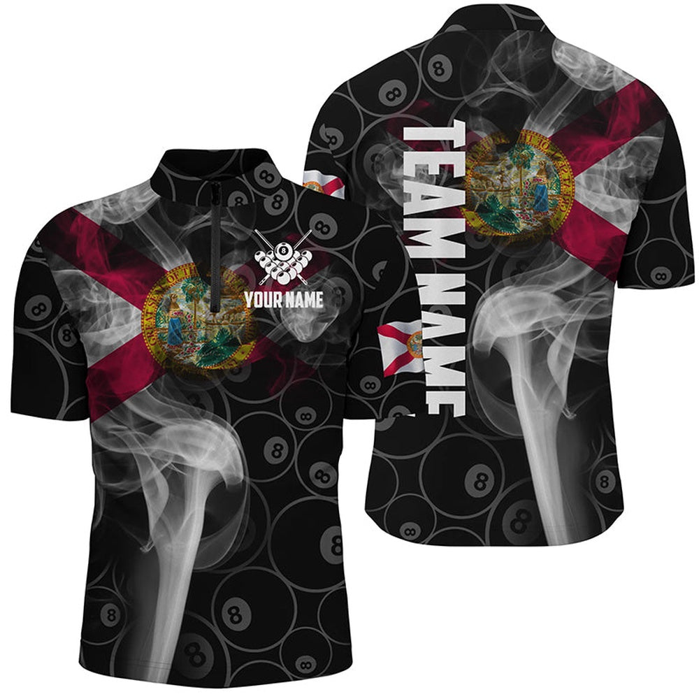 Billiard Polo Shirts, Personalized Vintage Smoke Florida Flag Billiard Polo Shirts, 8 Ball Pool Team Jerseys, Billiards Team Shirts