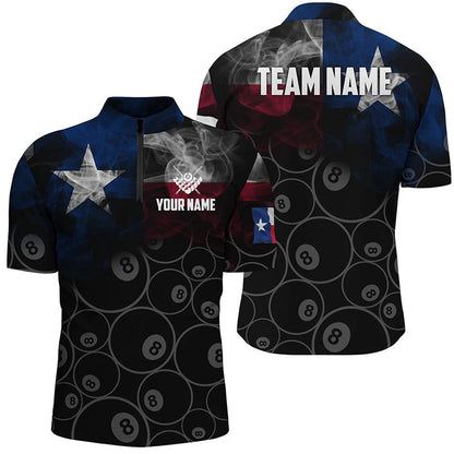 Billiard Polo Shirts, Personalized Vintage Smoke Texas Flag Billiard Polo Shirts, Billiards Team Shirts