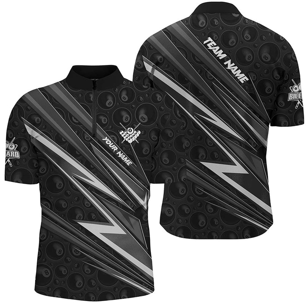 Billiard Polo Shirts, Personalized White And Black Billiard Jerseys Custom Pool Team Polo Shirts, Billiards Team Shirts