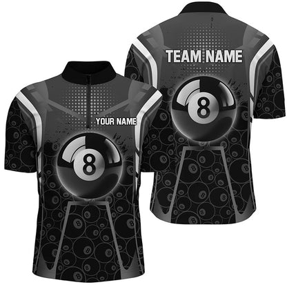 Billiard Polo Shirts, Personalized White Black 8 Ball Billiard 3D Polo Shirts, Custom 8 Ball Pool Pattern Jerseys, Billiards Team Shirts