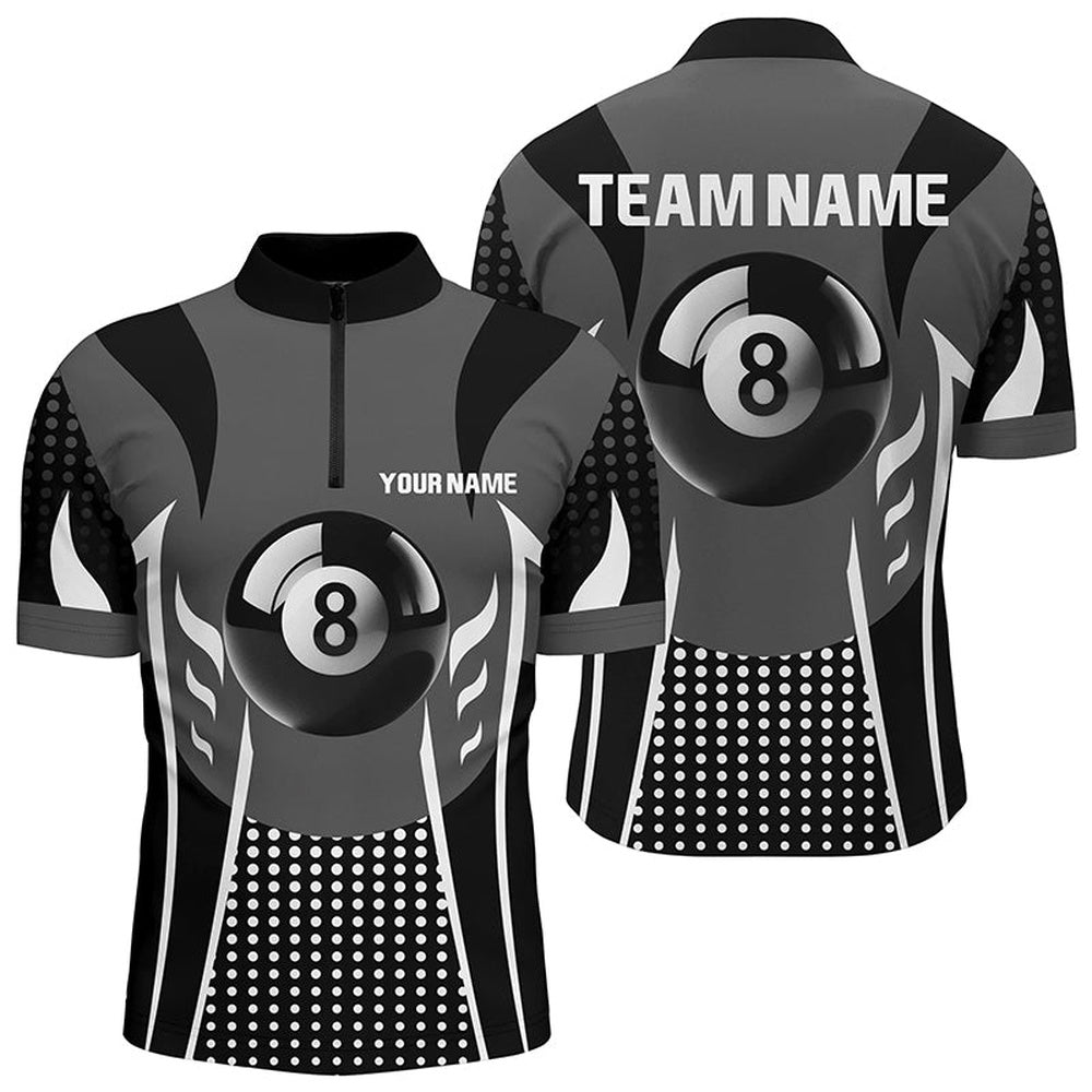 Billiard Polo Shirts, Personalized White Black 8 Ball Billiard 3D Polo Shirts, Sport Billiard 8 Ball Pool Jerseys, Billiards Team Shirts