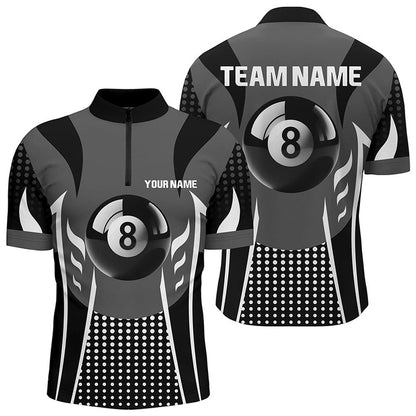 Billiard Polo Shirts, Personalized White Black 8 Ball Billiard 3D Polo Shirts, Sport Billiard 8 Ball Pool Jerseys, Billiards Team Shirts