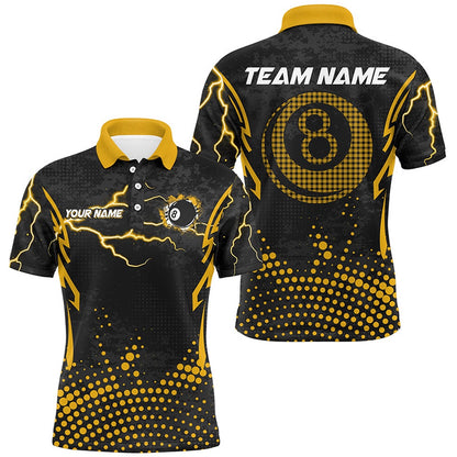 Billiard Polo Shirts, Personalized Yellow 8 Ball Point Billiard Jerseys Shirts Best Custom Billiards Apparel Clothing, Billiards Team Shirts