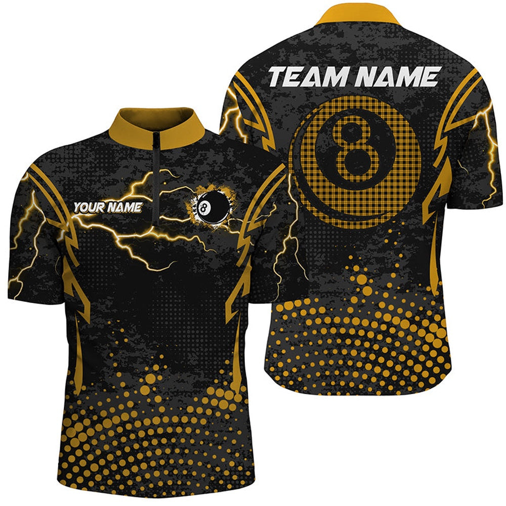 Billiard Polo Shirts, Personalized Yellow 8 Ball Point Billiard Jerseys Shirts Best Custom Billiards Apparel Clothing, Billiards Team Shirts