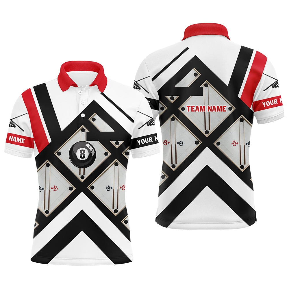 Billiard Polo Shirts, Personnalized 8 Ball Funny Billiard Polo Shirts, Custom Billiard Shirts Design For Player, Billiards Team Shirts