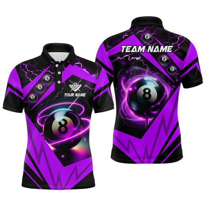 Billiard Polo Shirts, Purple 8 Ball Pool Billiard Jersey Custom Billiard Polo Shirts Team League Billiard Shirts, Billiards Team Shirts