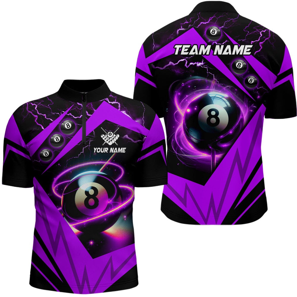 Billiard Polo Shirts, Purple 8 Ball Pool Billiard Jersey Custom Billiard Polo Shirts Team League Billiard Shirts, Billiards Team Shirts