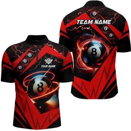 Billiard Polo Shirts, Red 8 Ball Pool Billiard Jerseys Custom Billiard Polo Shirts Team League Billiard Shirts, Billiards Team Shirts