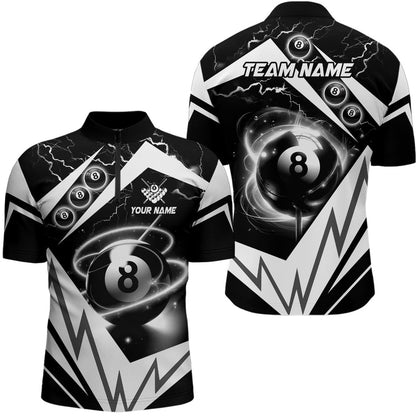 Billiard Polo Shirts, White 8 Ball Pool Billiard Jersey Custom Billiard Polo Shirts Team League Billiard Shirts, Billiards Team Shirts