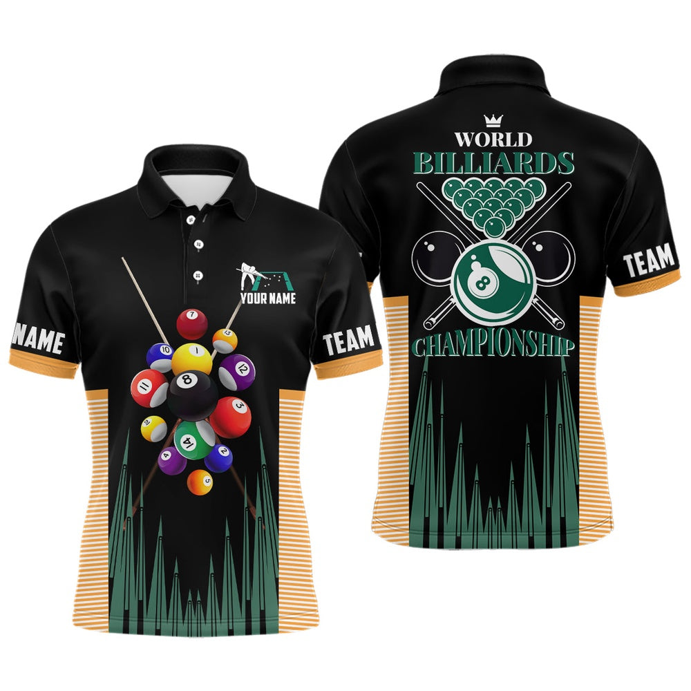 Billiard Polo Shirts, World Billiards Championship Custom Name 3D All Over Print Billiard Polo Shirts, Billiards Team Shirts